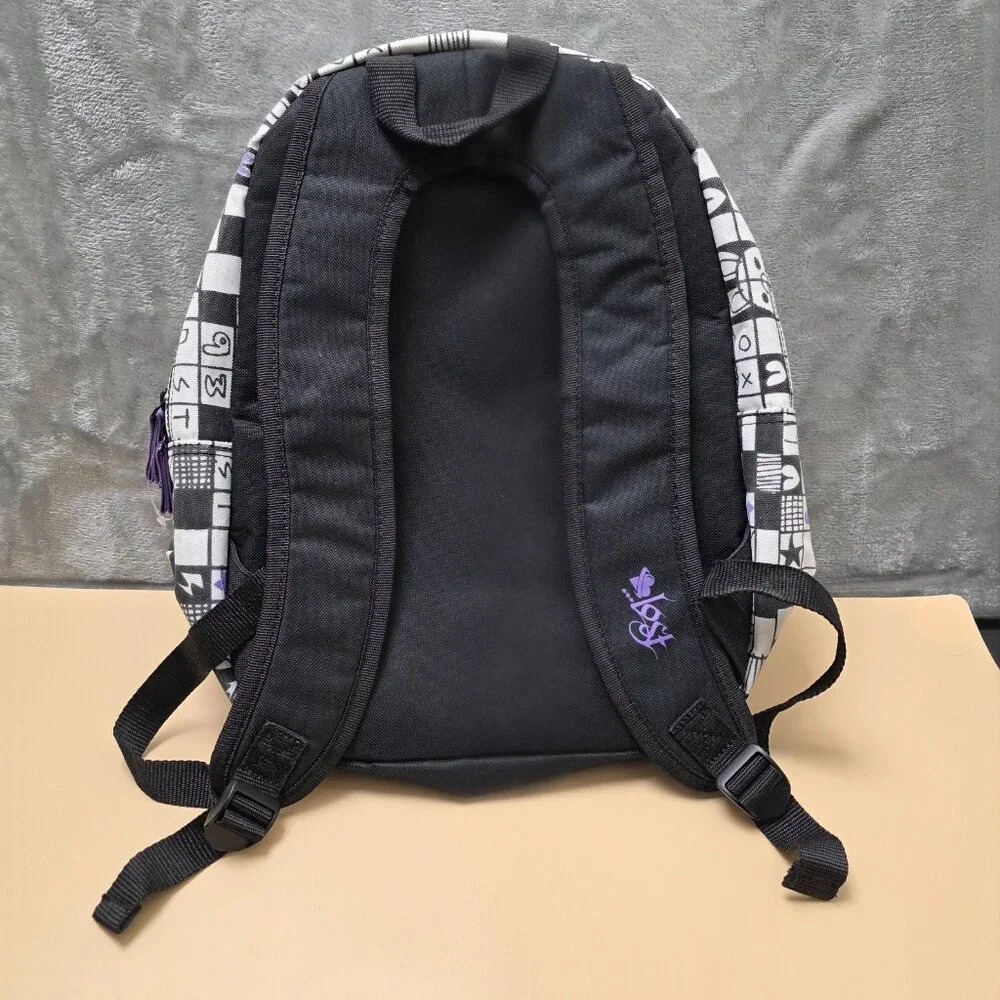 Women's Purple White Black‎ Checkered Lightweight Casual Backpack for Hiking